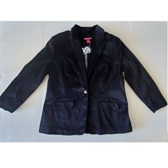 NWT Jessica London Black Velvet Blazer Crest Buttons Plus Sz 14 Classic Festive - Picture 4 of 10